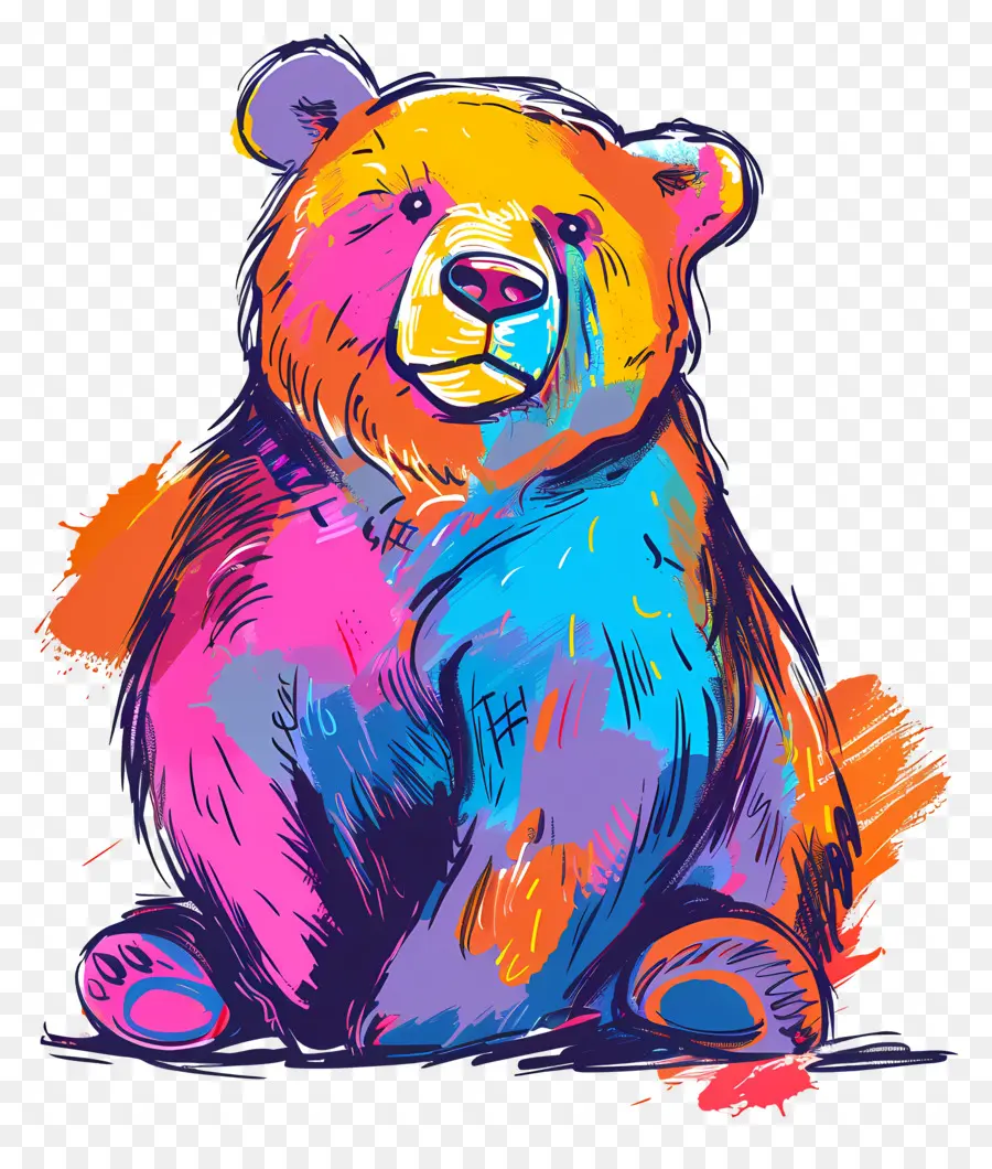 мультфильм медведь，красочный медведь PNG