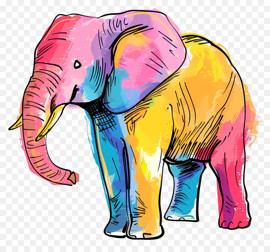 мультфильм слон，красочный слон PNG