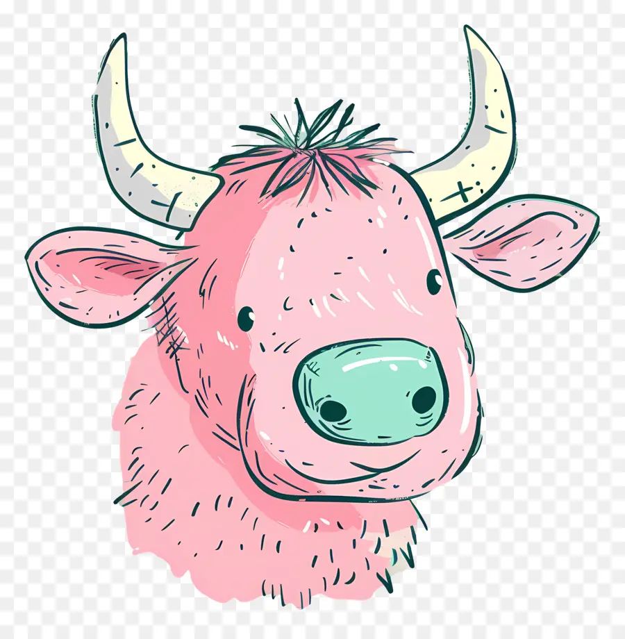 Бык，розовая корова PNG