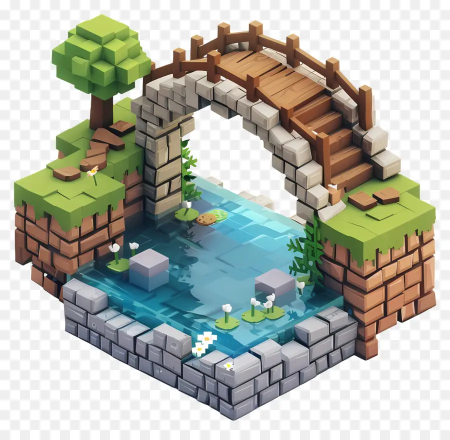 Мост Minecraft，пиксель арт PNG