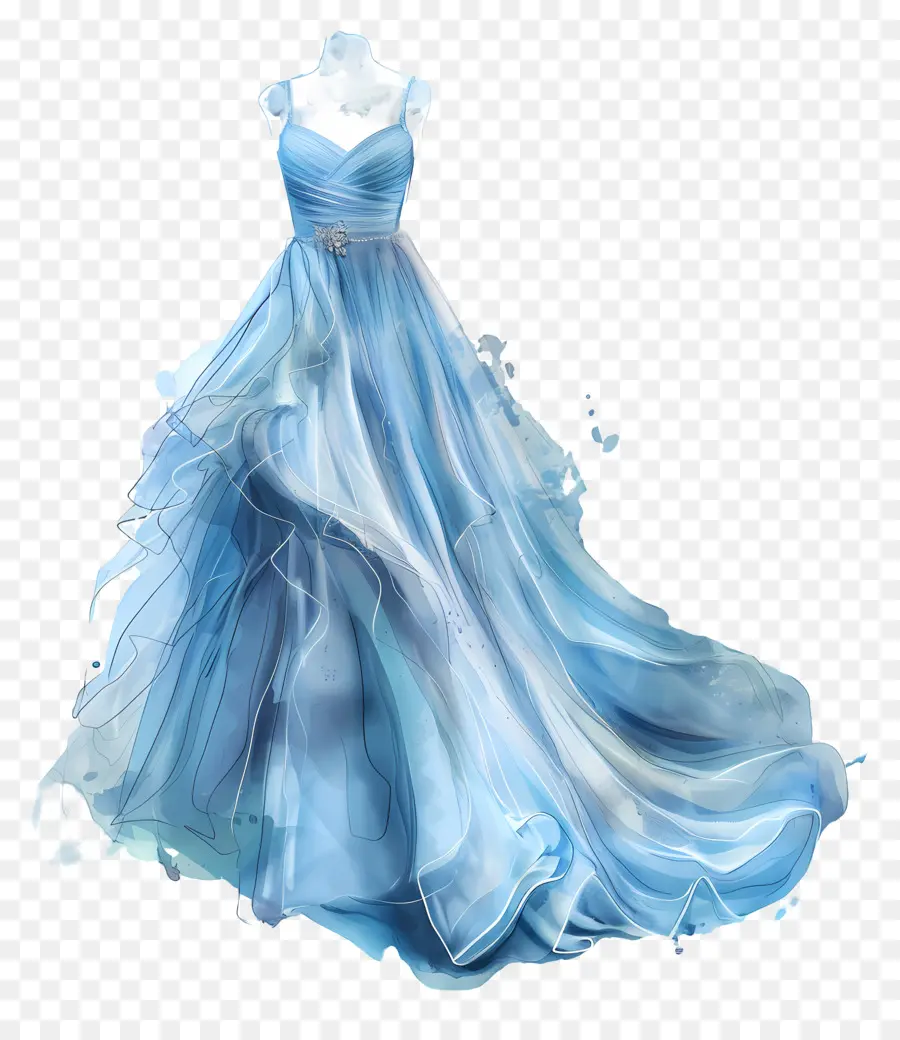Синее свадебное платье，Голубое бальное платье PNG