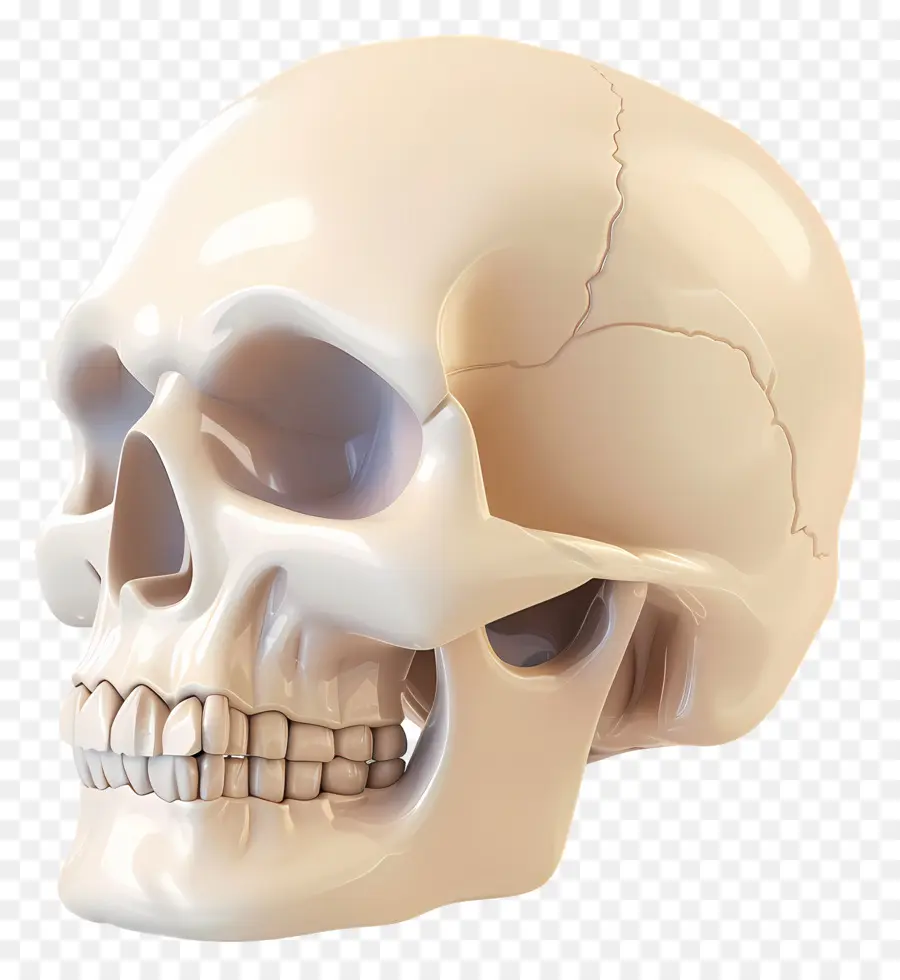 Вид на сторону черепа мультфильма，Человеческий череп PNG