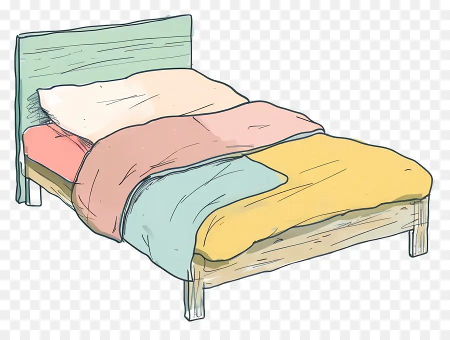 Кровать，подушки PNG