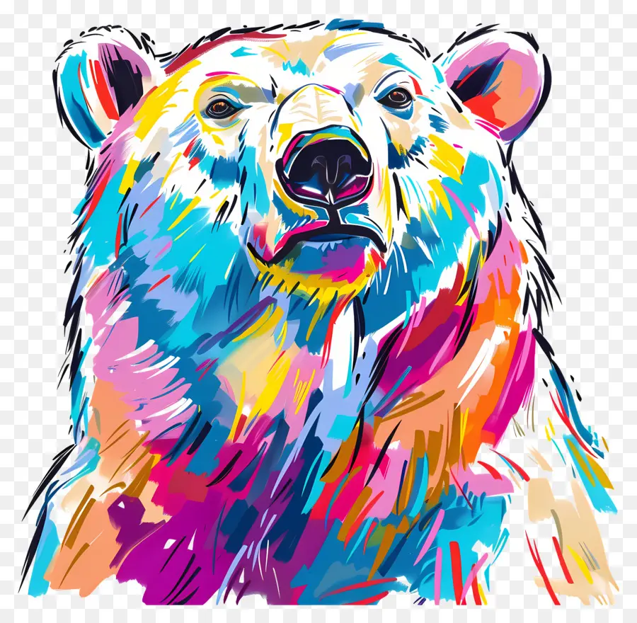 Белый медведь，красочный медведь PNG