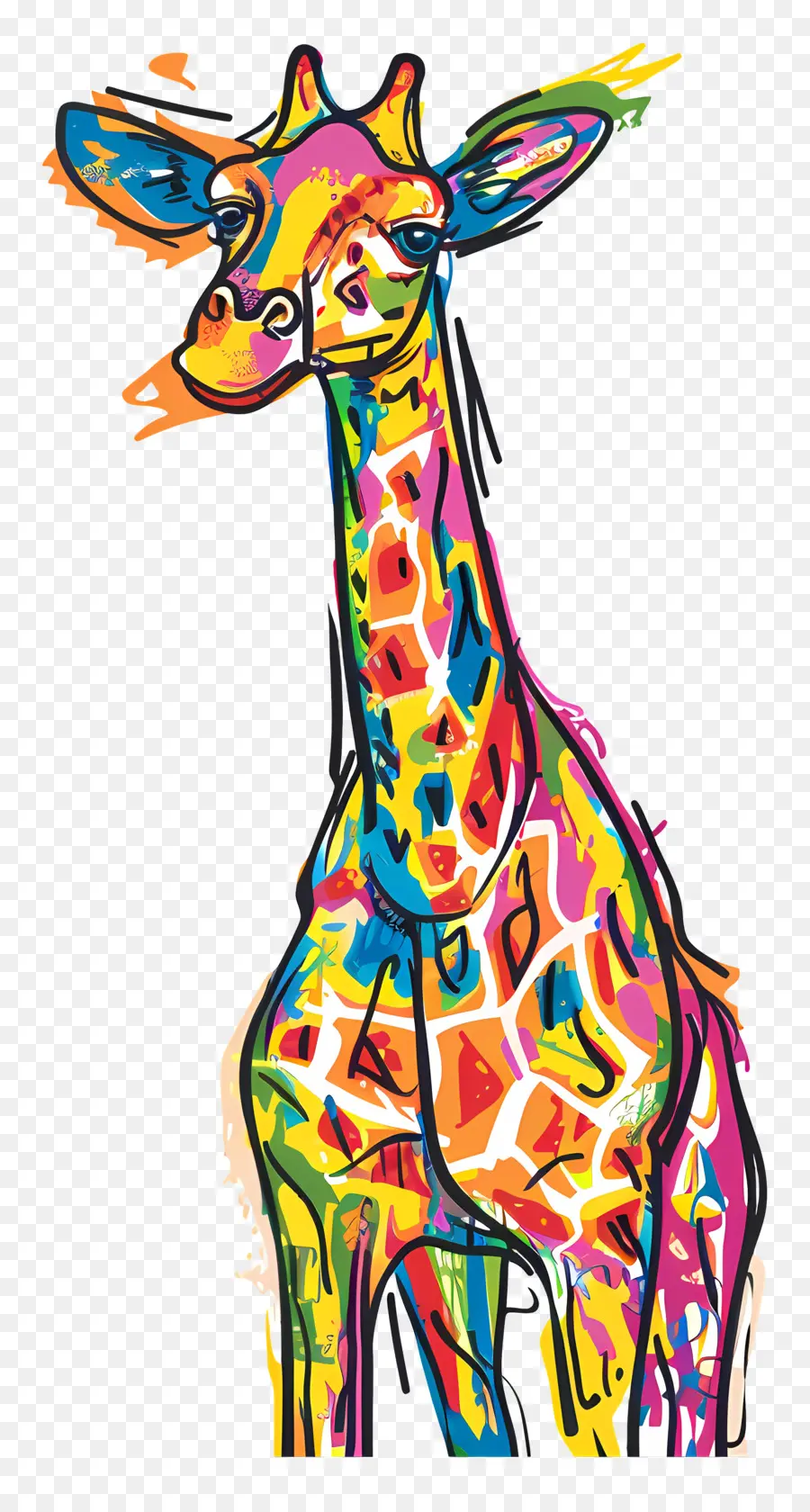 Жираф，красочный жираф PNG