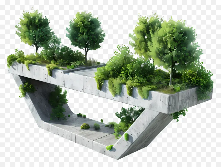 бетонный мост，подвесной сад PNG