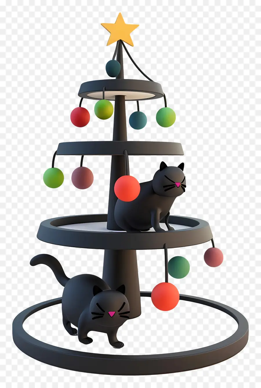 Кошка дерево，Черная рождественская елка PNG