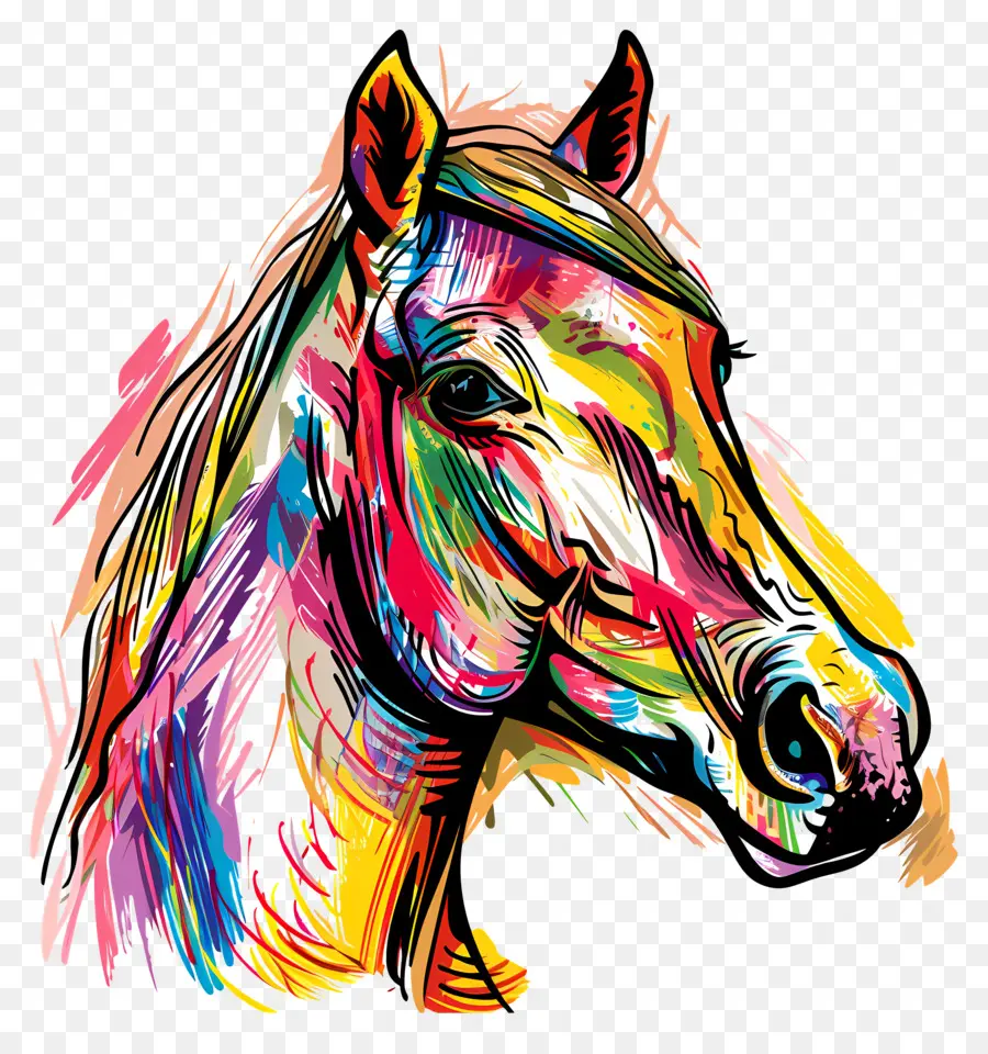 лошадь，Яркий конной портрет PNG