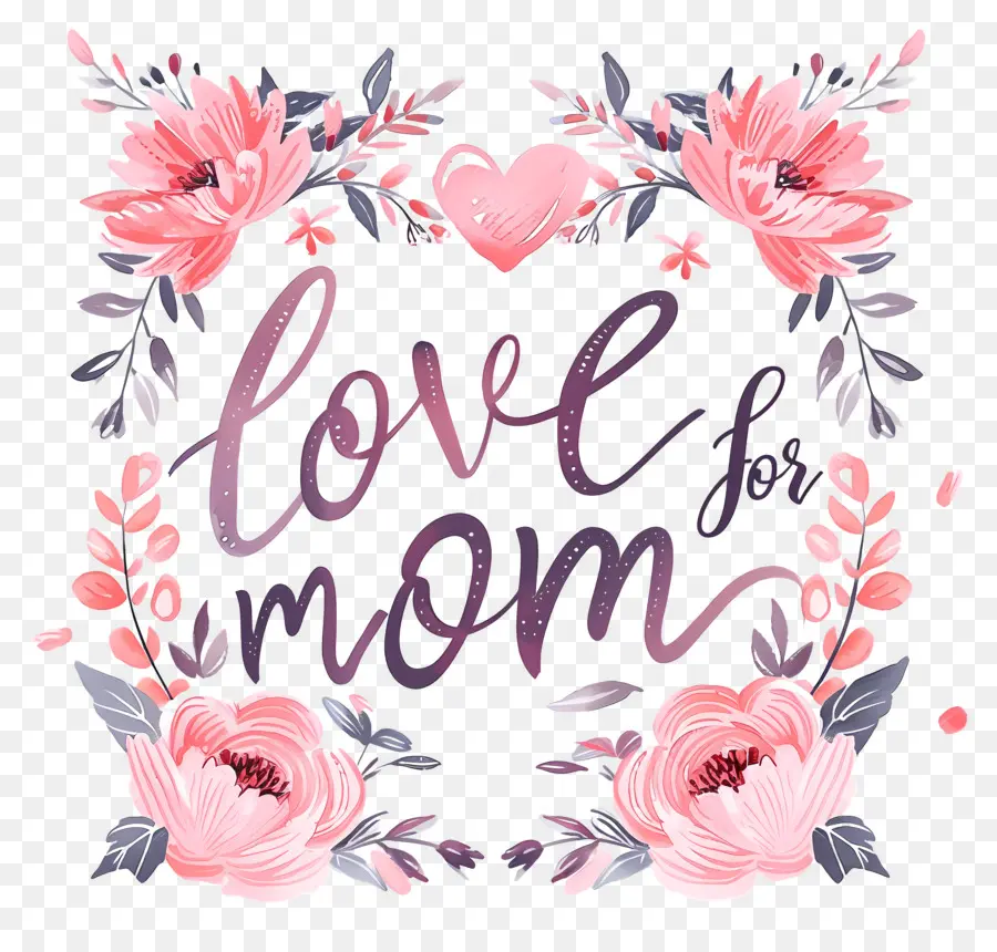 Любовь к маме，цветочный венок PNG