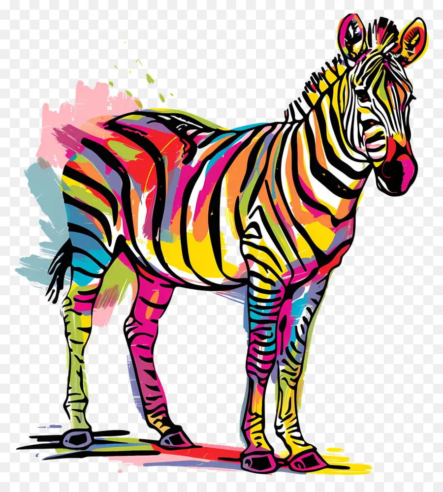 зебра，Rainbow Colors PNG