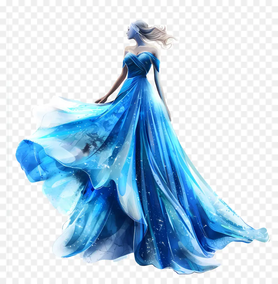 Синее свадебное платье，Женщина PNG