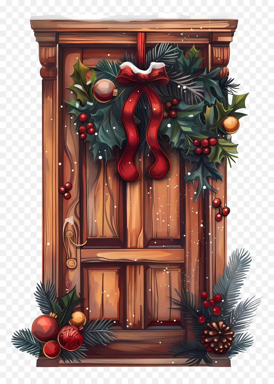 рождественские двери，деревянные двери PNG