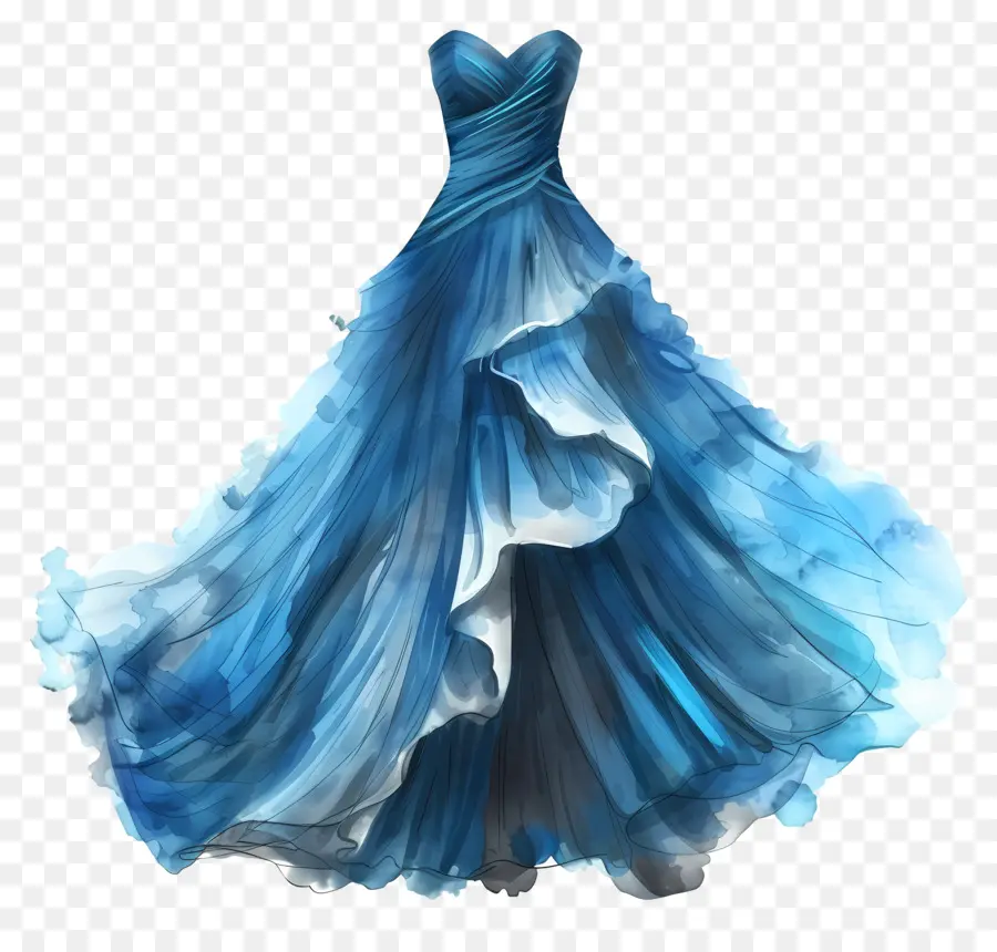 Синее свадебное платье，Формальное платье PNG