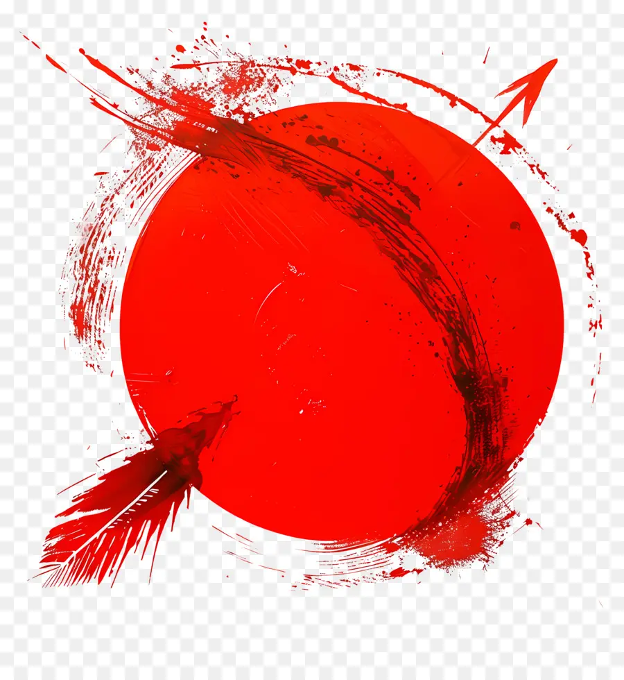 Красный круг со стрелкой，красное солнце PNG