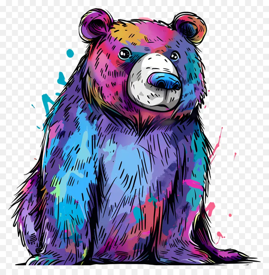 мультфильм медведь，красочный медведь PNG