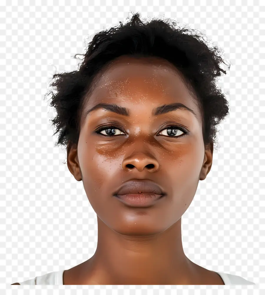 Черная женщина лицо，темный цвет кожи PNG