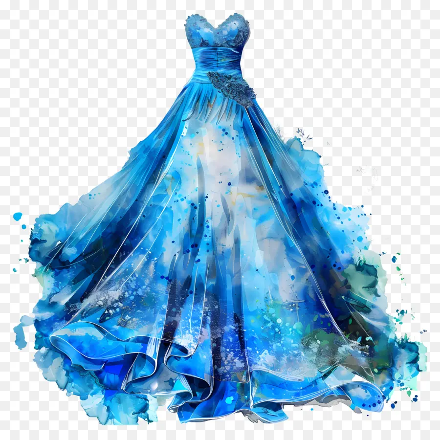 Синее свадебное платье，голубое платье PNG