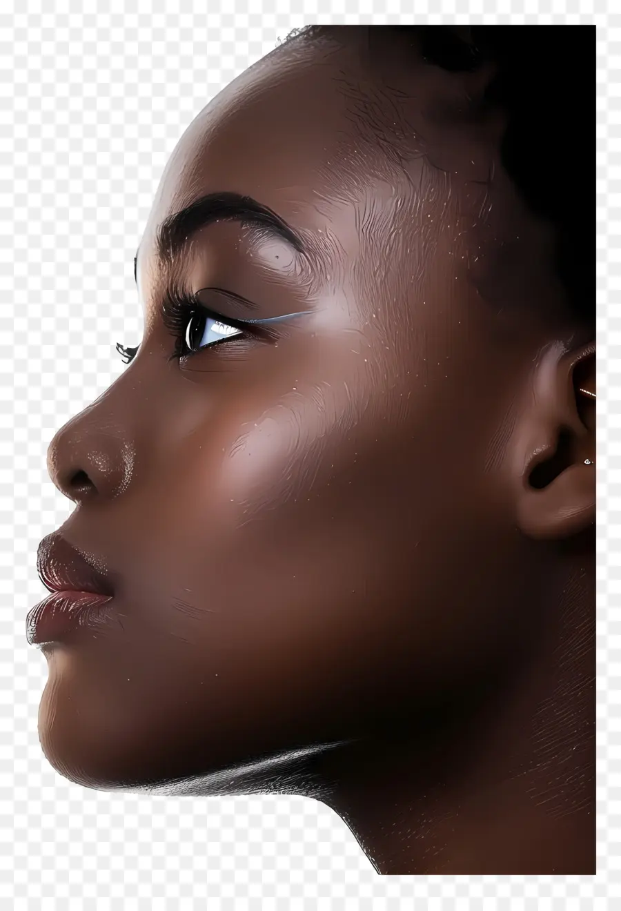 Черная женщина лицо，темный цвет кожи PNG