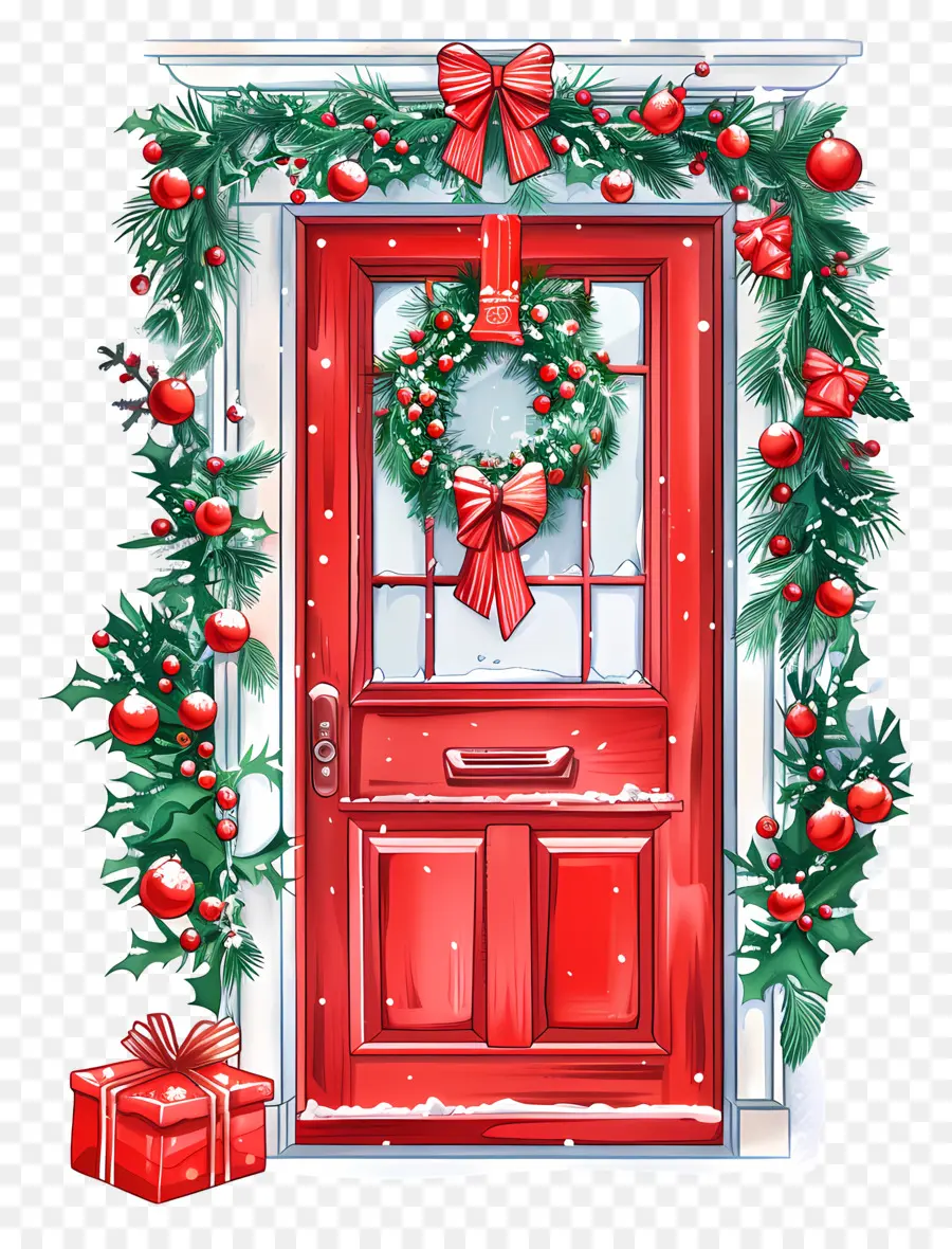 рождественские двери，красная дверь PNG
