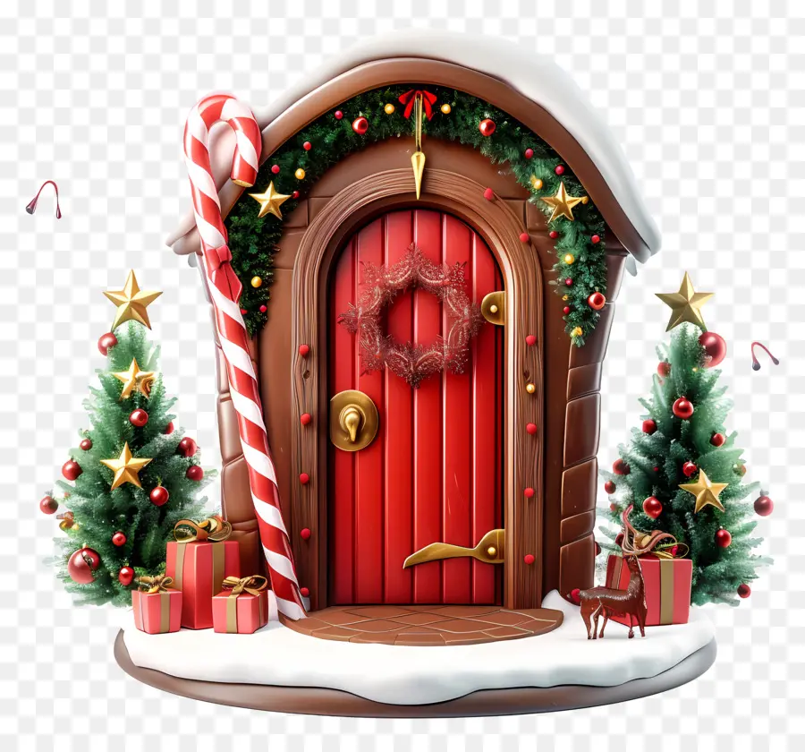 рождественские двери，Рождественский дом PNG
