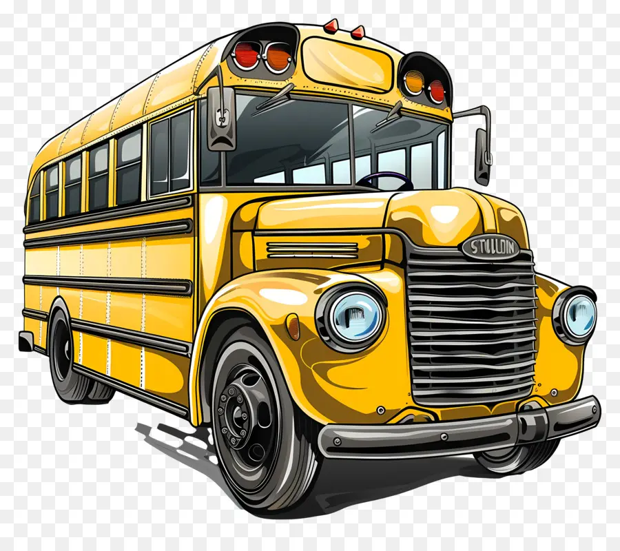 Школьный автобус，желтый школьный автобус PNG