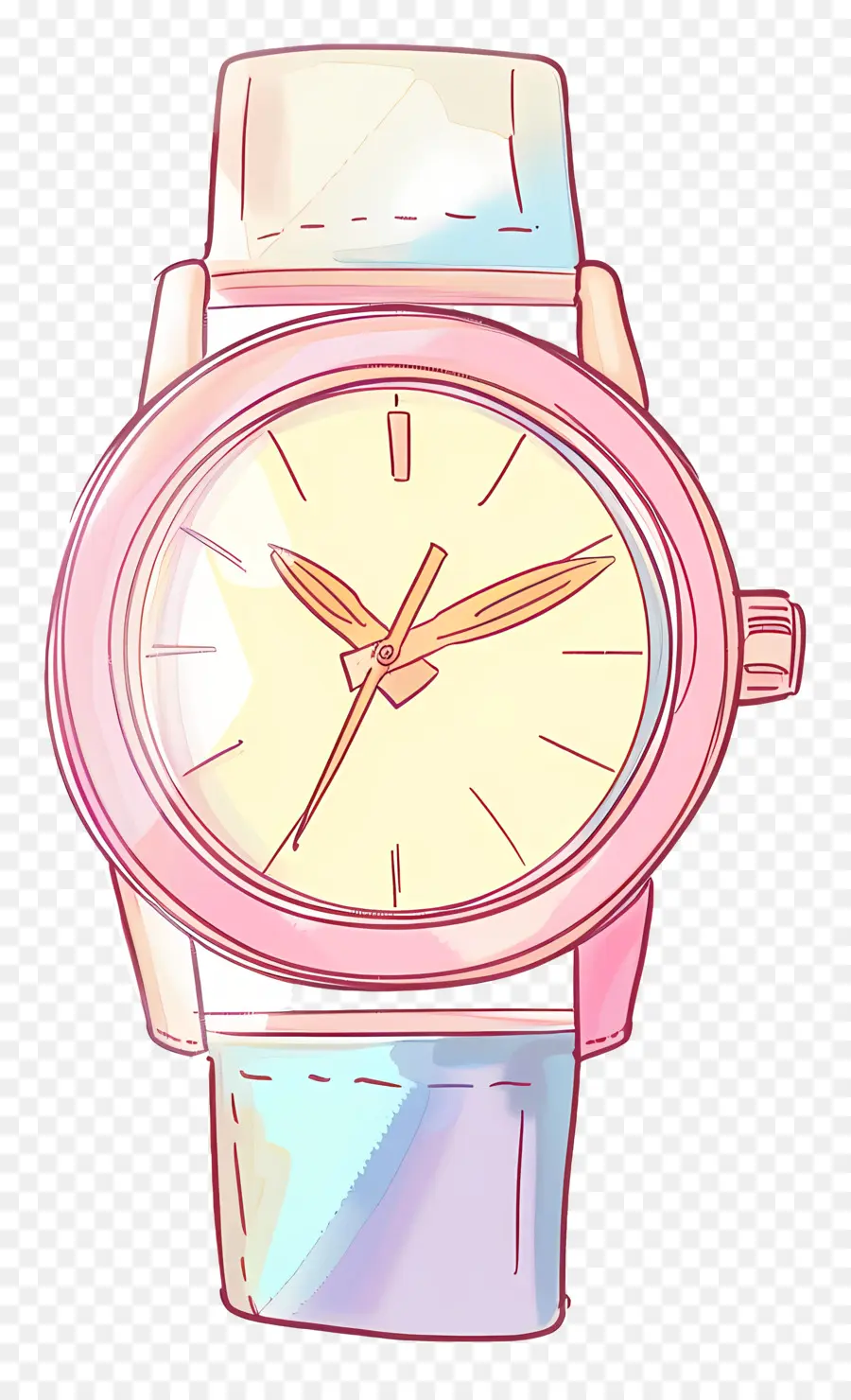 женские часы，Розовые кожаные часы PNG