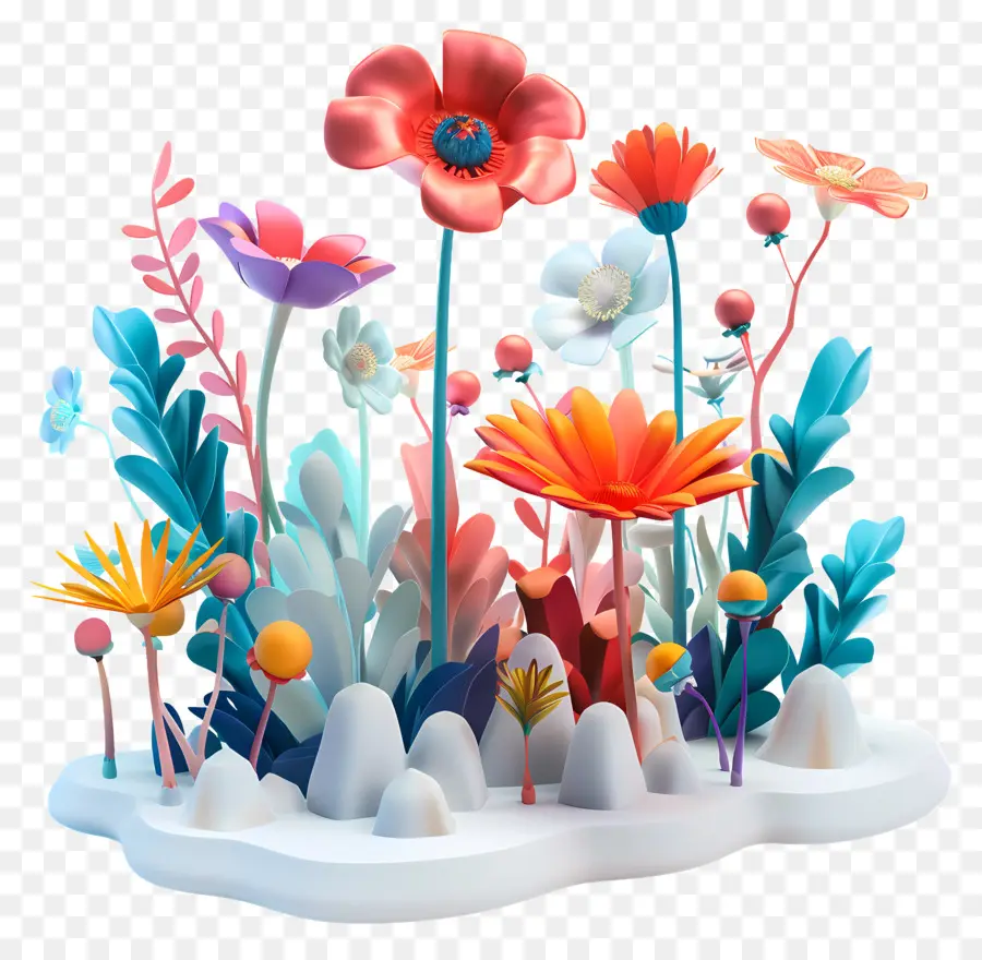 Цветочный сад，3d визуализация PNG