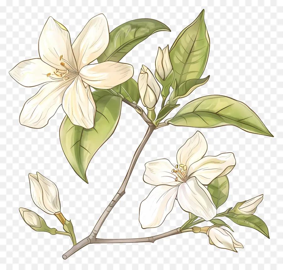 жасмин цветок，Белые лепестки PNG
