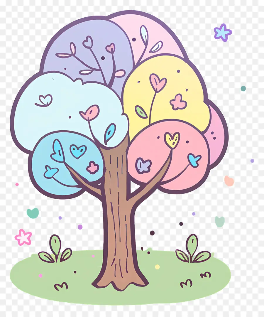 Дерево каракули，сердце дерева PNG