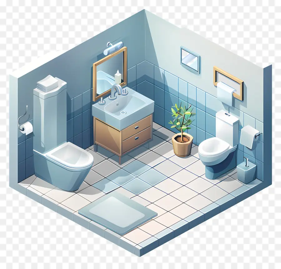 Изометрическая ванная комната，дизайн ванной комнаты PNG