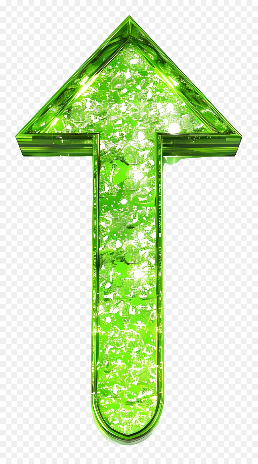 Зеленая стрелка вверх，Блестящая металлическая стрелка PNG