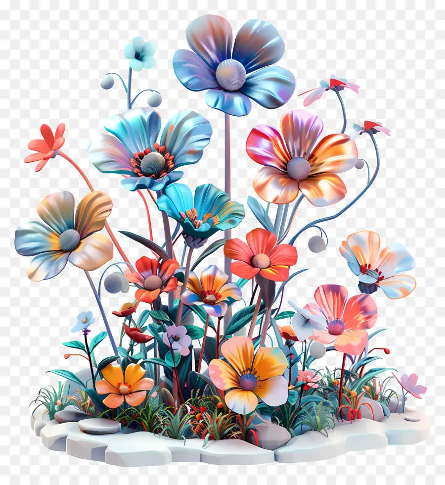 Цветочный сад，Красочные цветы PNG