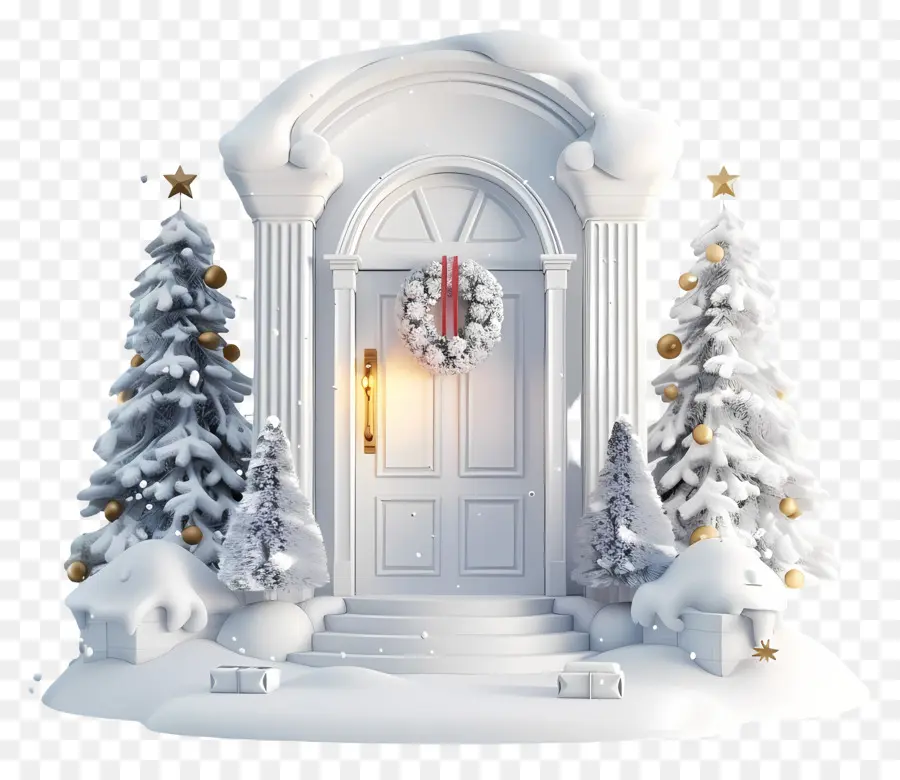 рождественские двери，Зима PNG