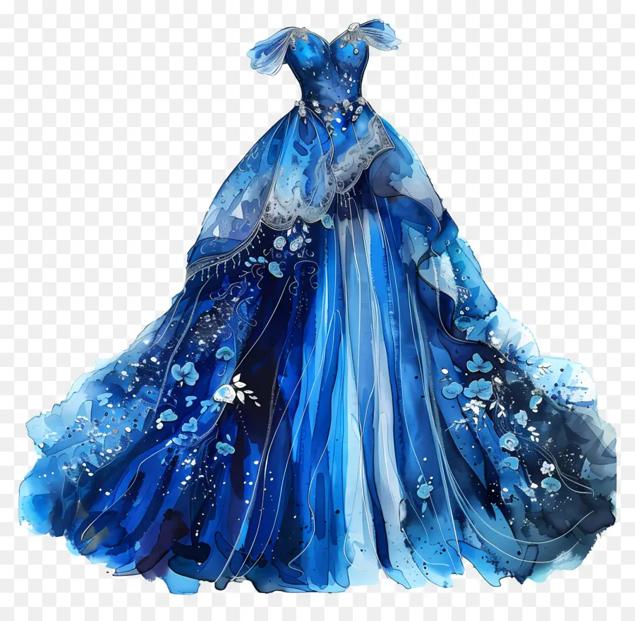 Синее свадебное платье，синее платье PNG