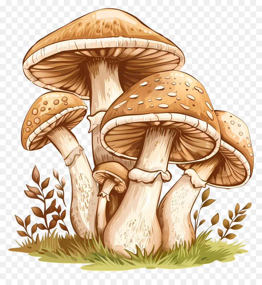 шампиньоны，грибы PNG