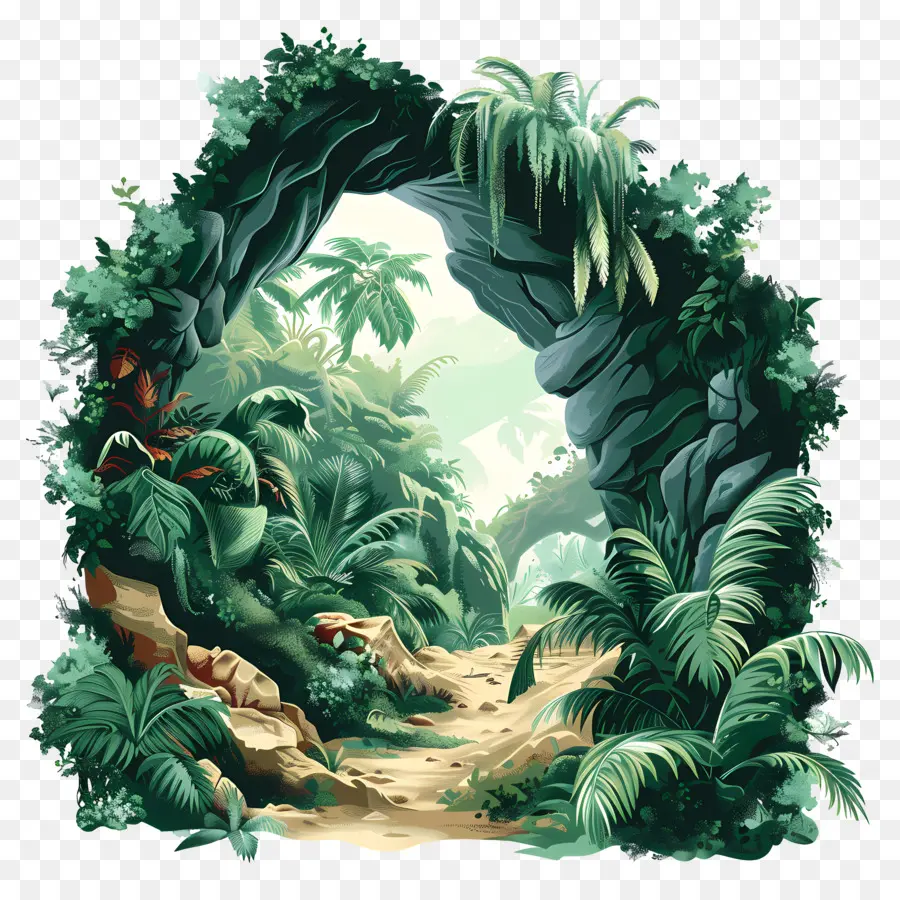 пышная пещера，джунгли PNG