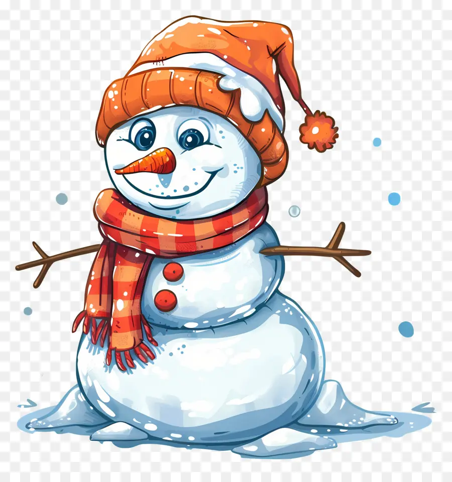 Снеговик，апельсиновый шарф PNG
