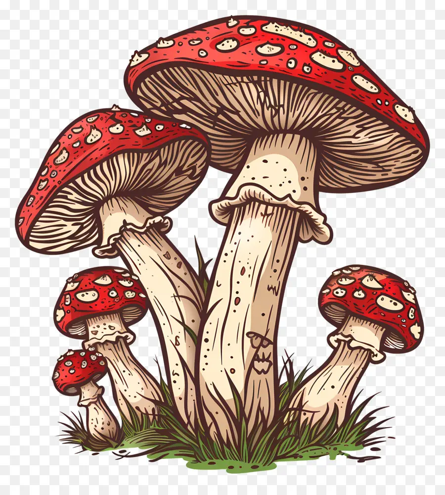 шампиньоны，Красные грибы PNG