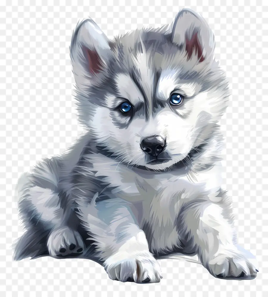 Husky Puppy，белый и серый PNG