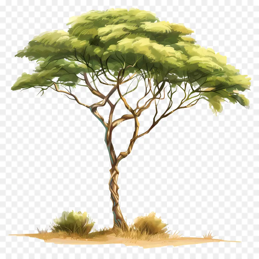 дерево акации，африканская саванна PNG