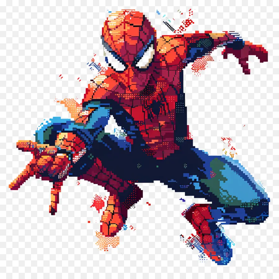 Человек паук пиксель，верхолаз PNG