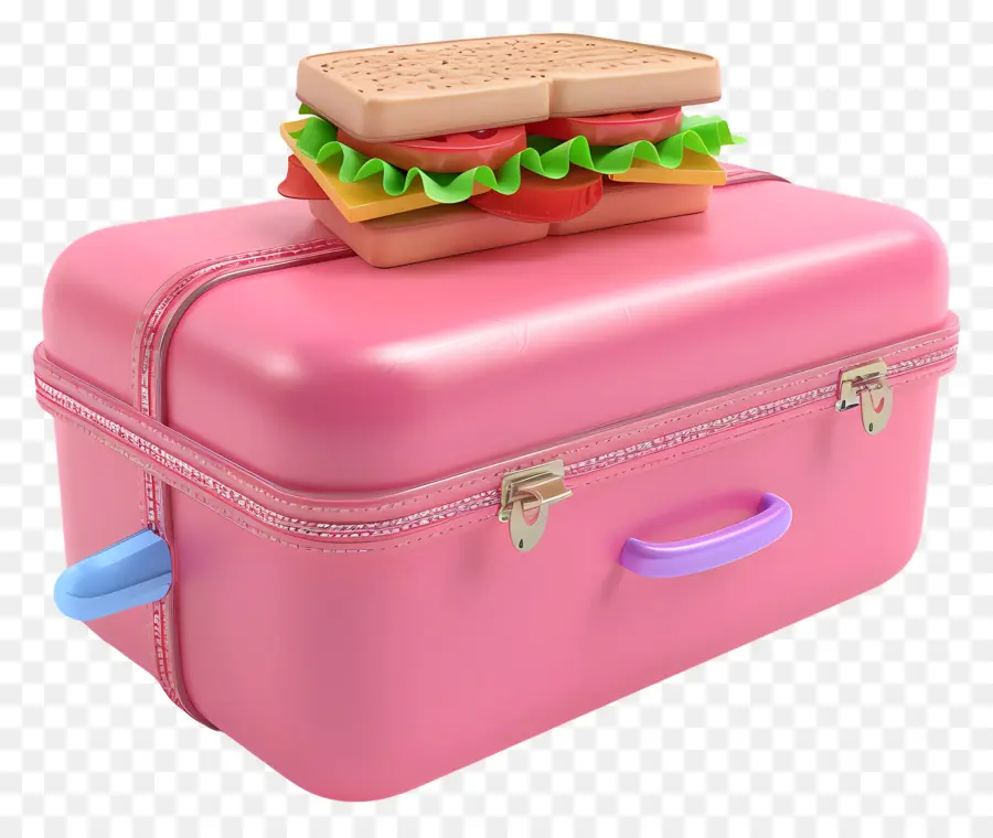 школьная коробка для ланча，розовый чемодан PNG