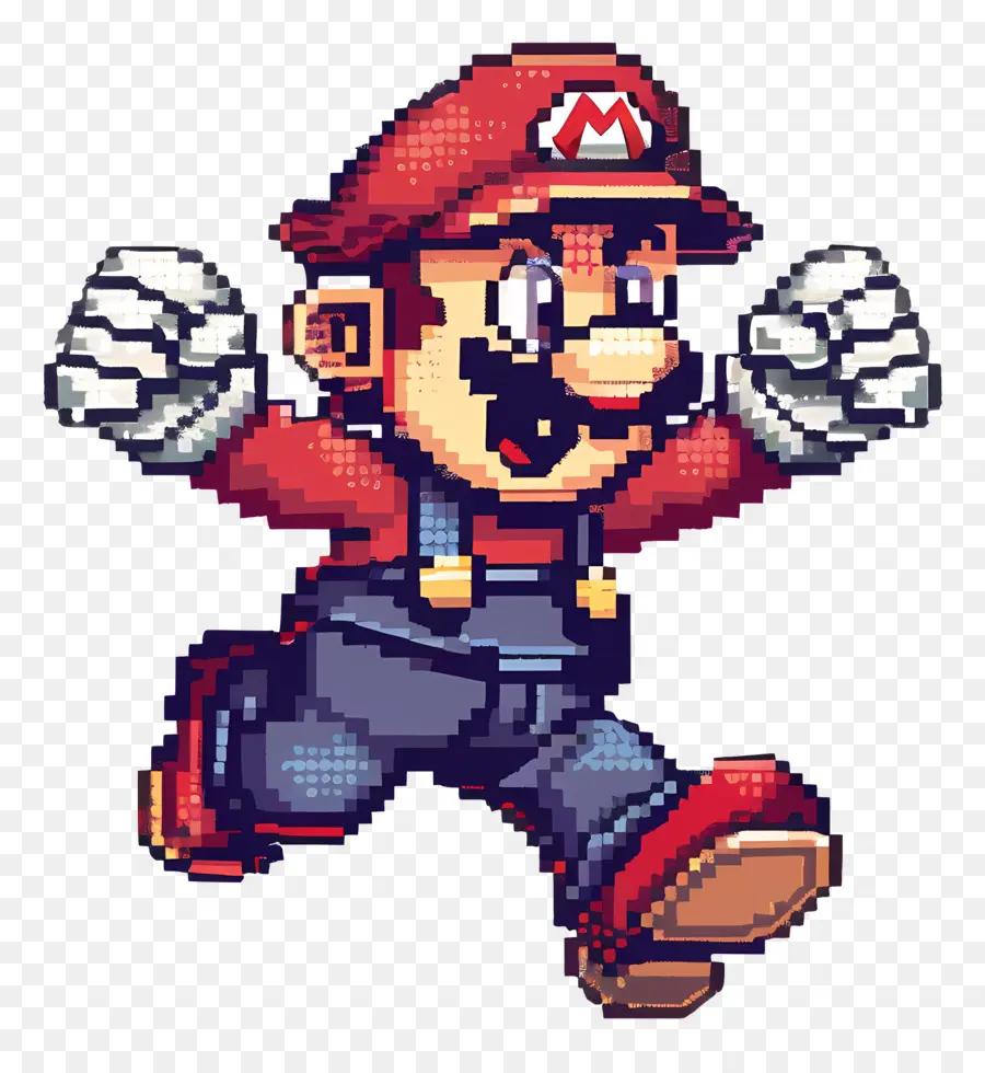 8 бит Марио，пиксельный персонаж PNG