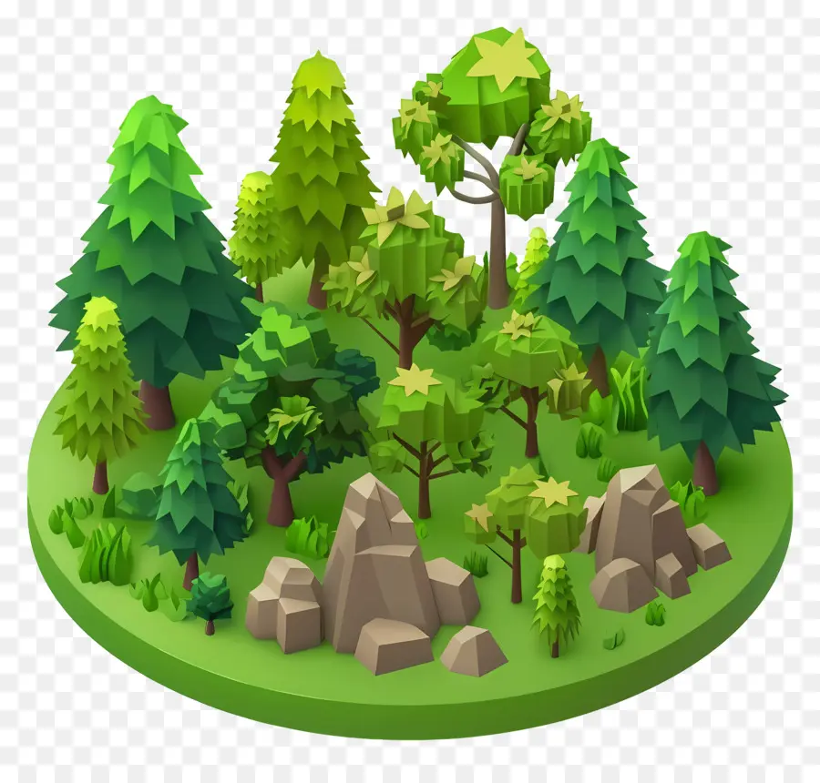 Изометрический лес，3d моделирование PNG