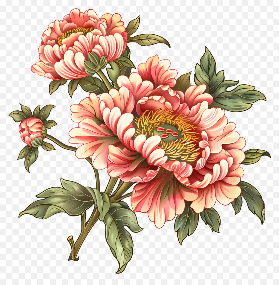 Китайский пион，Розовые пион цветы PNG
