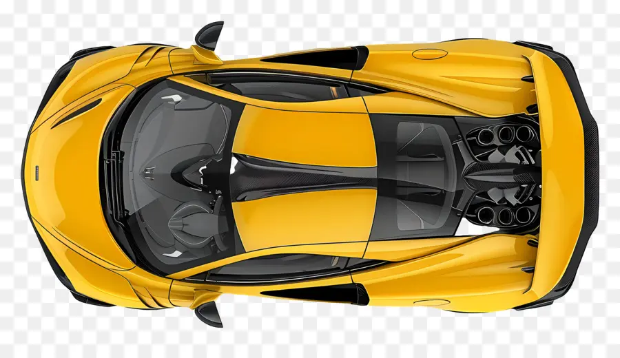 вид сверху автомобиля，Желтая машина PNG