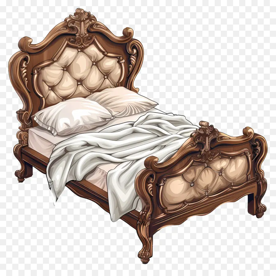 Кровать，деревянные PNG