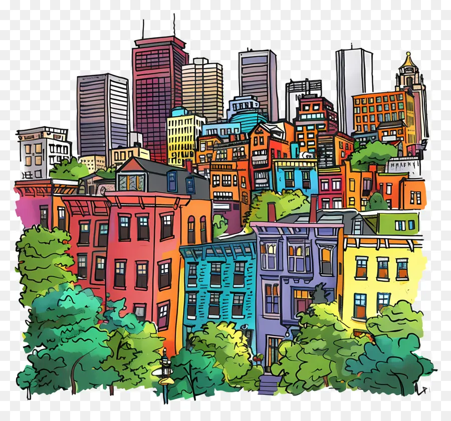 Бостонский городской пейзаж，городской пейзаж PNG