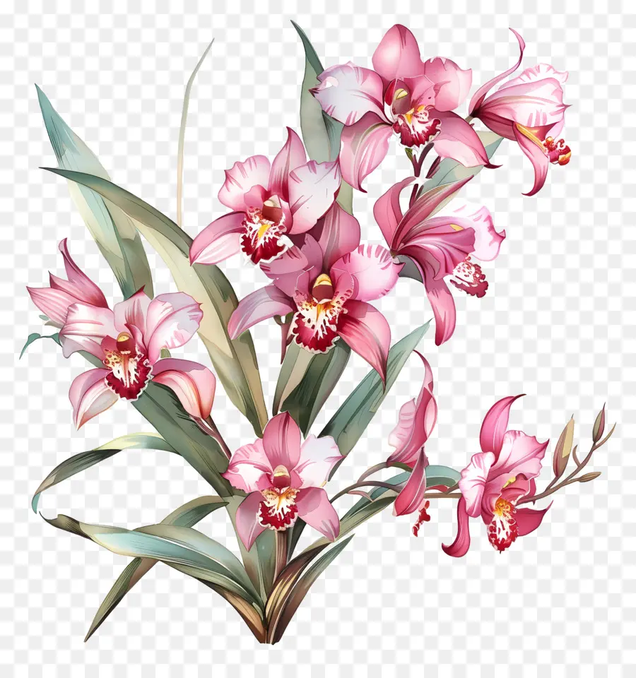 Шэньчжэнь сельскохозяйственная орхидея，розовые и белые орхидеи PNG