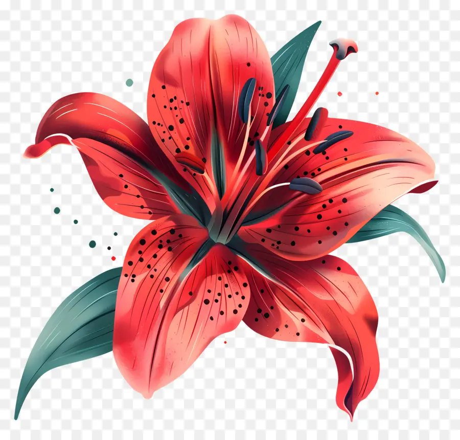 Красная Лилия，живопись PNG